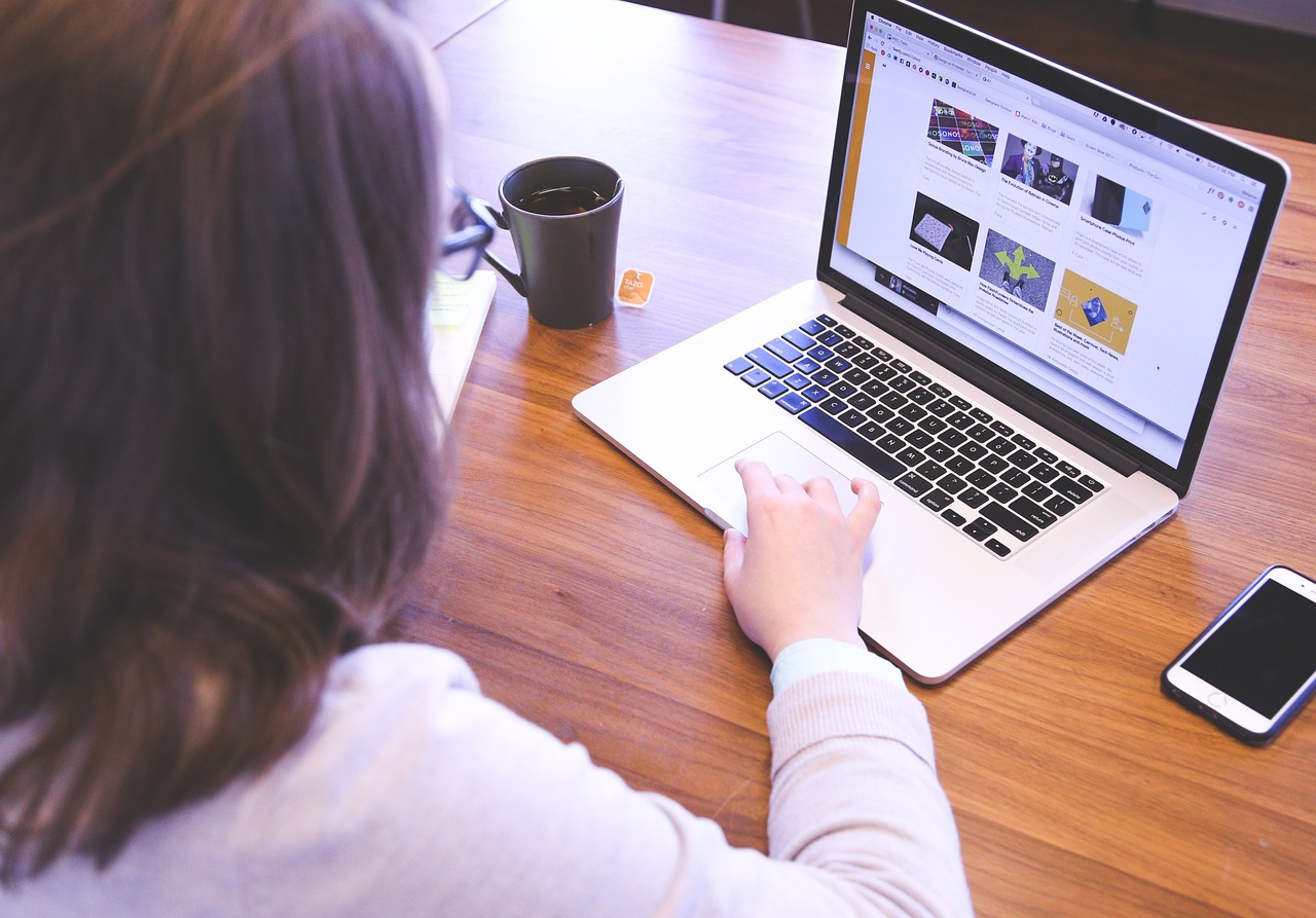 Lady looking on the internet